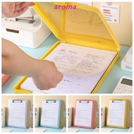 AROMA A4 File Clipboard Box Case, A4 File Organizer File Storage Writing Clipboard, 4 Color Waterpro