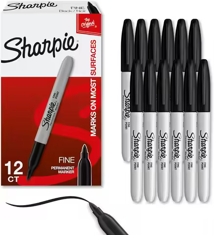 Sharpie Permanent Markers Set, Quick Drying And Fade Resistant Fine Point Marker For Wood, Plastic, 