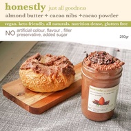 HONESTLY almond butter chocolate - raw cacao nibs - unsweetened vegan keto friendly