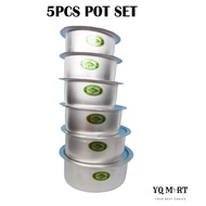 5PCS Pot Set/ 5PCS Pot Cap Buaya BUATAN MALAYSIA Periul/ Multiple Size Selection/ Degchi Pot