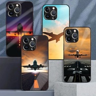 Aircraft Airplane Fly Travel 01 Tempered Glass Phone Case For IPhone 16 15 14 13 12 11 Pro XS Max Pl