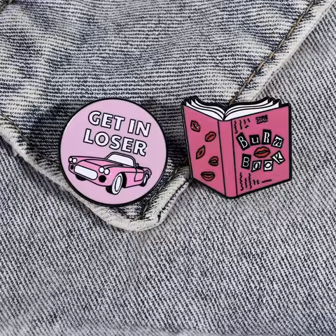 Burn Book Mean Girls Plastics Rumors Gossip Comedy Brooches Get In Loser Car Round Enamel Pins