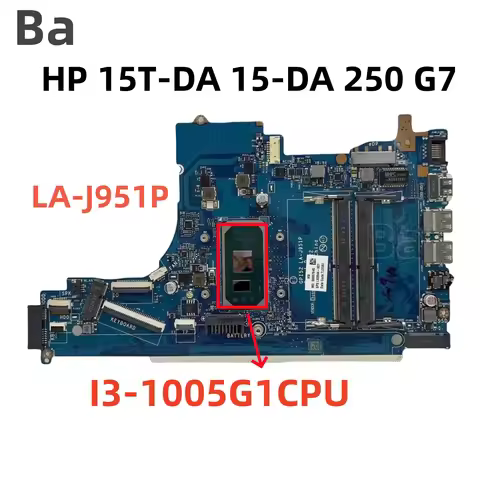For HP 15-DA 15T-DA 250 G7 Laptop Motherboard SRGKF i3-1005G1 CPU ON-Board GPI52 LA-J951P Mainboard 