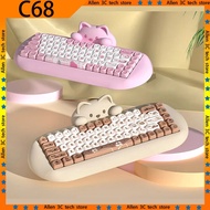 Keynouo C68 Cat Silicone Mechanical Keyboard Wireless Bluetooth Tri-Mode High Appeara Hot Swap Lapto