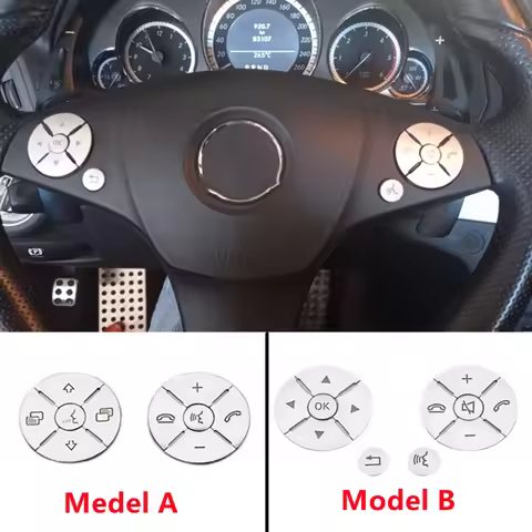 Car Steering Wheel Button Switch Trim Cover Sticker Fit For Mercedes Benz E C S GLK R ML GL CLS SLK 