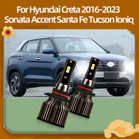 2x LED Headlight 9005 HB3 Turbo Bulbs 20000LM Car Front Headlamp For Hyundai Creta 2016-2023 Sonata 