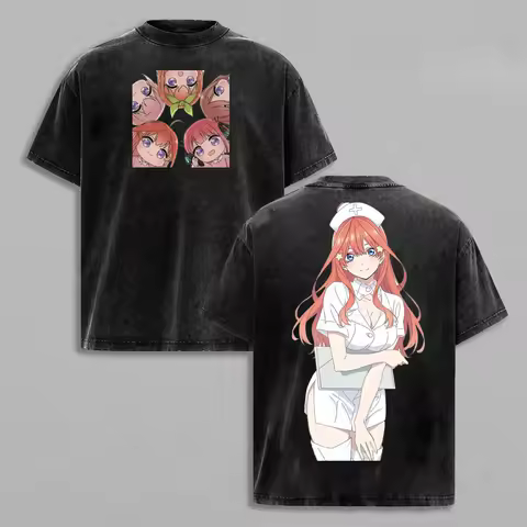 Anime Itsuki The Quintessential Quintuplets Harajuku Y2k Washed T Shirt Summer Short Sleeve Cotton T