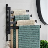 DDS - 太空鋁旋轉毛巾架（黑色扁桿-4桿）#DDS