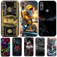 For Motorola Moto E6S E6i Case Phone Cover Protective Soft Silicone Black Tpu Case Cute Cats