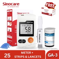 【FREE GIFT】Sinocare GA-3 Blood Glucose Meter Sugar 25 Pcs Test Strips 25 Pcs Needles Lancets Glucome