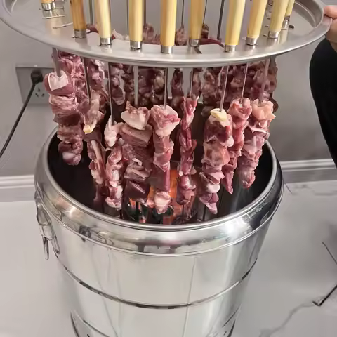 Charcoal BBQ Grill Household Indoor Smokeless Carbon Grill Kebab Machine Outdoor Small Stainless Ste