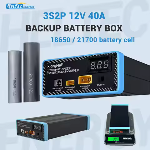 12V 24V 40A BMS Backup Battery Box 3S2P 6S1P for 18650 21700 Battery Cell DC5.5 XT30 XT60 Output Por