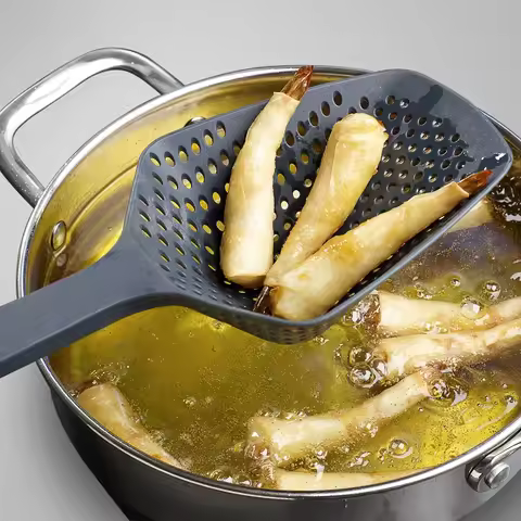 Plastic Strainer Spoon with Handle, Durable Plastic Slotted Spoon Pasta Scoop and Pasta Strainer for