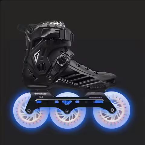 Roselle Inline Skates 3x110mm Led Wheels 2mm Flexible Rockered Banana Frame Slalom Skate Shoes Lumin