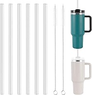 Glass Straws Long 31 cm for Stanley Adventure Quencher Travel Mug 40 oz, Pack of 6 Travel Tumbler Re