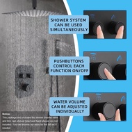 Professional Thermostatic Shower Valve Kit Matte Black Solid Brass 2-Way Diverter Adjustable Flow Te