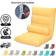 Lazy Sofa Foldable Reclining Tatami Safe Floor Chair Foldable Reclining Chair Adjustable Lying Folding Bed Cushion Pillow Removable and washable KK4F