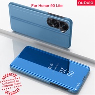 NUBULA For Honor 90 Lite Flip Casing Luxury Plating Mirror Clamshell hp Honor90 Lite Hard Flip Case 