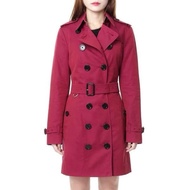 BURBERRY英國黑標Sandringham莓果紅風衣