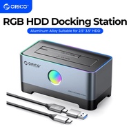 ORICO 3.5'' Hard Drive Enclosure 14 RGB Colors USB3.0 Type C 2IN1 Cable to SATA Aluminum Hard Drive Docking Station for 2.5/3.5 Inch SATA HDD SSD Up to 10Gbps Support 18TB