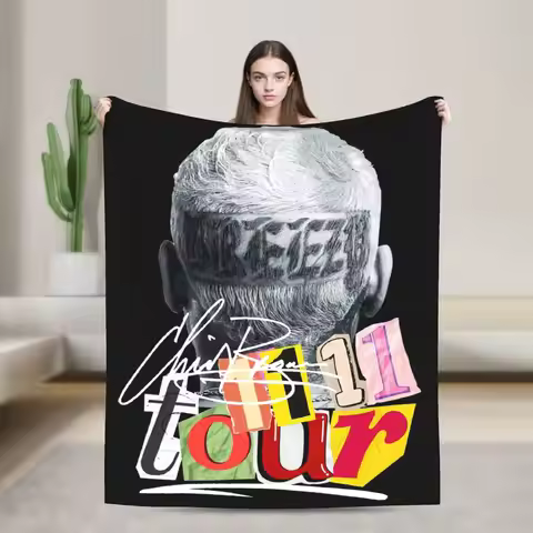 Chris Brown 2024 11 11 Tour Blanket Velvet Spring/Autumn Multifunction Soft Throw Blankets for Home 