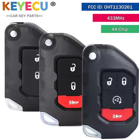 KEYECU FCC ID: OHT1130261 68416784AA 433MHz PCF7939M 4A Keyless Go Smart Remote Key Fob Jeep Wrangle