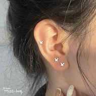 999 Silver Earring Butterfly Ear Stud Hook Earring Ear Drop Hypoallergenic Earring Stud Cute Korean 