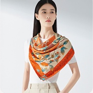 4 Colors Available Dongwuyun Light Luxury Double-Sided Printed Silk Scarf Shawl Large Square Scarf 9
