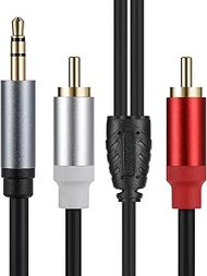 Cord Gold-Plated Y Splitter Cable, 3.5mm TRS Male to 2RCA Male Professional Rubber Line Extension Co