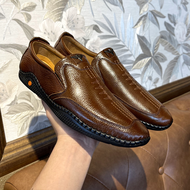 Giày lười nam da bò thời trang INICHI G1304 màu nâu có may đế