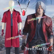 -JINN-TDEVIL MAY CRY 5 Devil Hunter DANTE Cosplay Costume DANTE Cosplay Red Coat Uniforms Wig Carniv