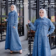 Jumbo Erlin Gamis Dress Jeans Wash Premium high Quality/Busui's Latest Jumbo Women's Denim Gamis