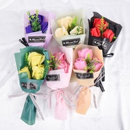 GIFT • LED LIGHT 3 Talk Roses Soap Flower Bouquet