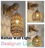 Designer Lighting [Wall Light] Rattan Wall Lamp Muji Concept Bamboo Wall Light Lampu Rotan Deco Ligh