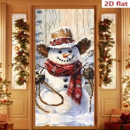 2D, 1pc Holiday Snowman Door Topper Banner - Charming Winter Decor With Red & White Striped Scarf, G