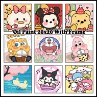 Ready Stock | Cartoon Digital Oil Paint 20x20cm Canvas Painting By Number With Frame Children's gifts 哆啦A梦卡通儿童数字油画