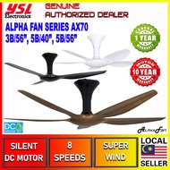 Alpha AX70 Series Designer DC Motor Ceiling Fan 40" &amp; 56" [3 Blades (AX70-3B/56) / 5 Blades (AX70-5B/56) &amp; (AX70-5B/40) Walnut / Matt Black / Matt White