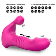 Women's Retractable Double Shock Wearable Vibrator Wireless Remote Control Simulation Penis Masturbation Adult Sex Toys