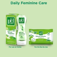 pH Care Daily Feminine Wash Natural Protection 250ml + pH Care Natural Protection Wipes 10s