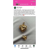 EMAS USED LOKET LOVE KEMEK 4.08 GRAM (RM500 SEGRAM * 4.08GRAM = RM2,040.00)