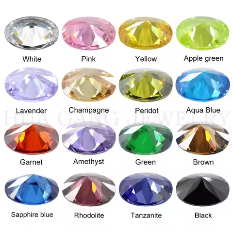 5A CZ 1PCS Per Colors Total 16pcs Cubic Zirconia Various Color multicolour Oval Shape Synthetic Gems