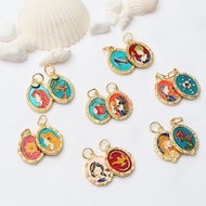 ((1 Pack 5 Pieces) Sand Gold Burnt Blue Seven Princess Jasmine Ariel Snow White Mermaid Pendant Doub