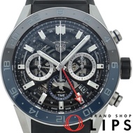 TAG Heuer Carrera Calibre Heuer 02 Chronograph GMT CBG2A1Z.FT6157，附錶盒、保固卡，不鏽鋼/陶瓷/橡膠錶帶，男士腕錶，透明錶殼，拋光處理