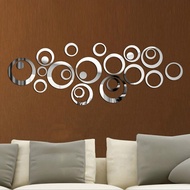 1 set 24Pcs Pack Circles Mirror Acrylic Mirror Self-adhesive Wall Stickers / Home Decor Wallpaper / 3D Mirror Wall Art / Bathroom Decorative Wall Murals / DIY Wall Decal Stickers Used for Living Room Bedroom TV Background Wall Decorations