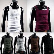 Undershirt Cotton Mens T-shirt A-Shirt Wife Beater Ribbed Muscle Vest Top Ready Stock LY