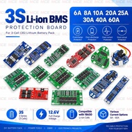 3S Li-Ion BMS Protection Board 6A 8A 10A 20A 40A 60A for 18650 21700 26650 Battery Pack