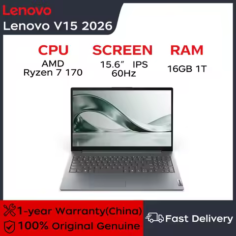 Lenovo Laptop Lenovo V15 2026 15.6“ Slim office and gaming laptop AMD Ryzen7 170 16G DDR5 1TB/2TB SS