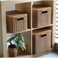 Handmade Rattan Basket Wicker Laundry Basket with Lid Portable Bakul Rattan Toy Clothes Oraganizer H