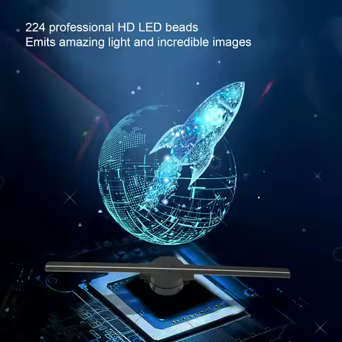 3D Hologram Fan WiFi Projector Borderless Images 100‑240V Custom Editing Stable 2000x224 3D Hologram