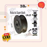 Roda pagar super black untuk casing uk.6 besi as bubut roda only tanpa casing pintu pagar besi bearing laher baru